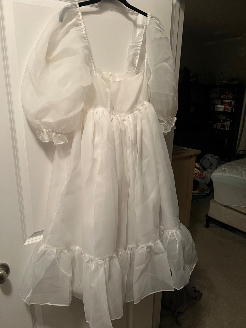 Selkie French Ivory White Puff Sleeve Midi Dress